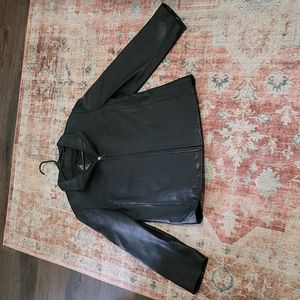 Black leather coat